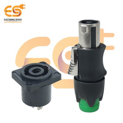250V 20A 4 Pole Speakon Male Cable Connector with Metal Insert and Female Connector (Green)